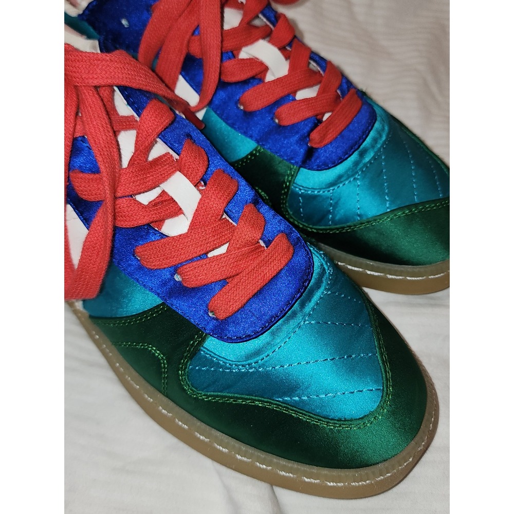 MIA Vesta Satin Colorblock Sneakers Quilted Blue Green Pink Size 7M EUC - Picture 3 of 9